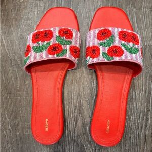 Maeve Cherry Beaded Sandals